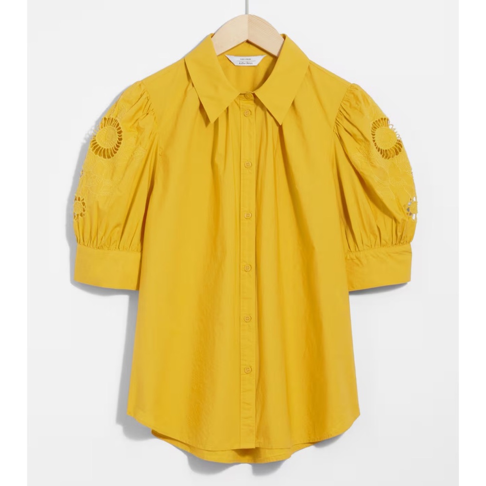 & Other Stories embroidered puff sleeve blouse XS